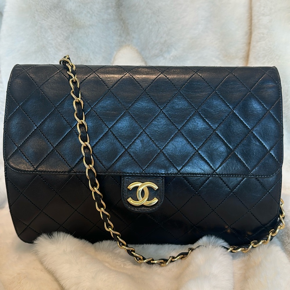 Chanel Medium Classic Flap in Black Quilted Lambskin 24k Gilded